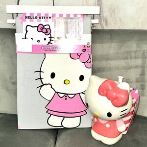 Hello kitty shower curtain and toilet brush set